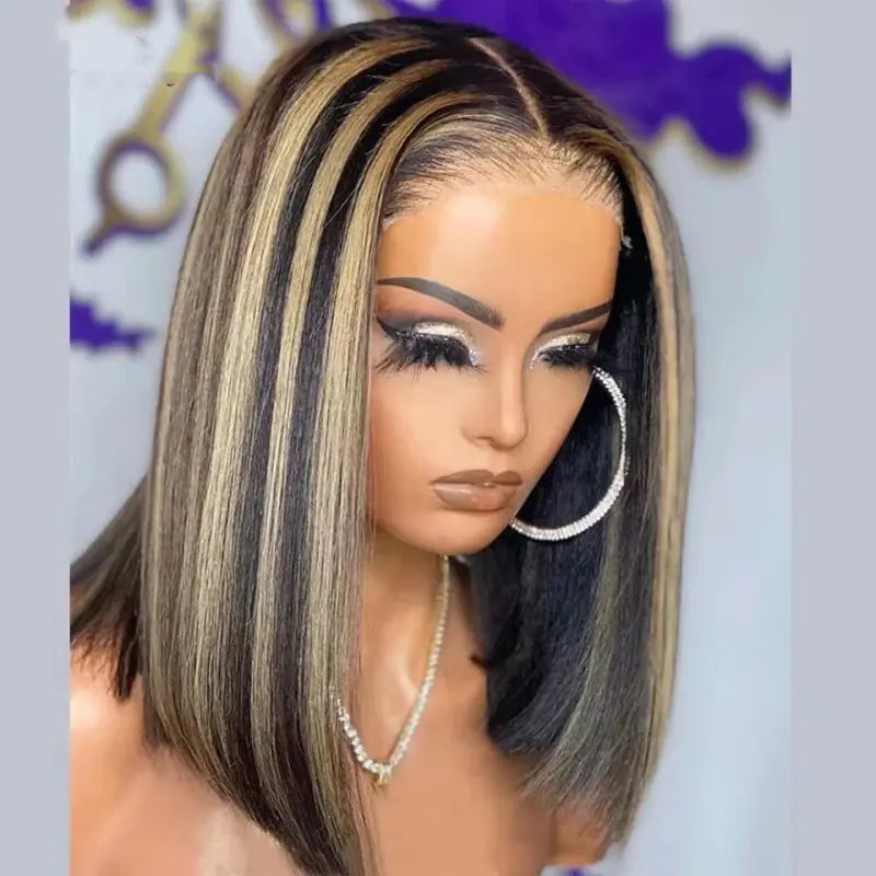 10A Grey Piano Bob Wig 100% Human Hair 13*4 Closure