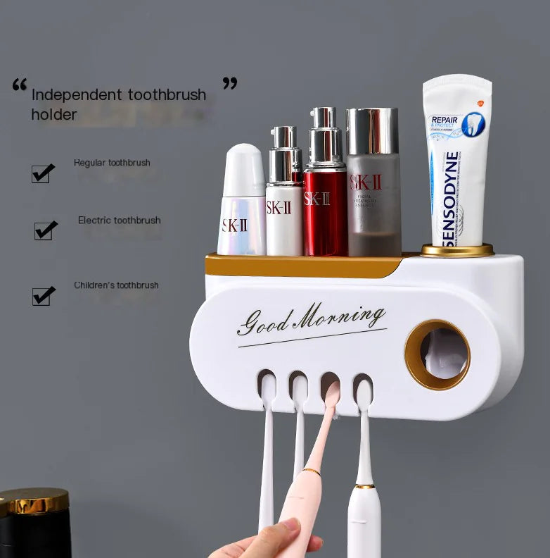 Creative Toothbrush Holder with Toothpaste Squeezer Set