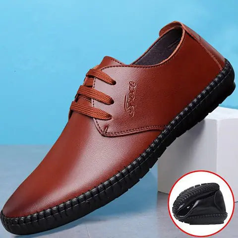 Men's Business Casual Leather Shoes with Breathable Laces