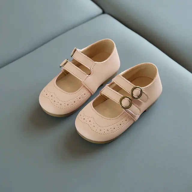Kids Retro Hollow Leather Loafers - Non-Slip Casual Shoes