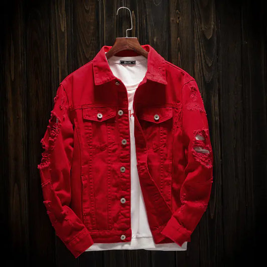 Men's Hip-Hop Denim Jacket - Casual Streetwear Style