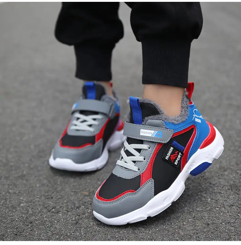 Winter Children's Leather and Velvet Sneakers