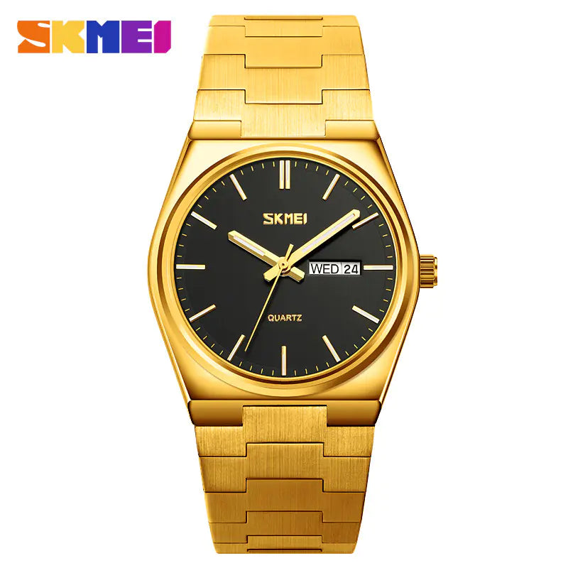 Stylish Men's Steel Band Quartz Watch with Calendar