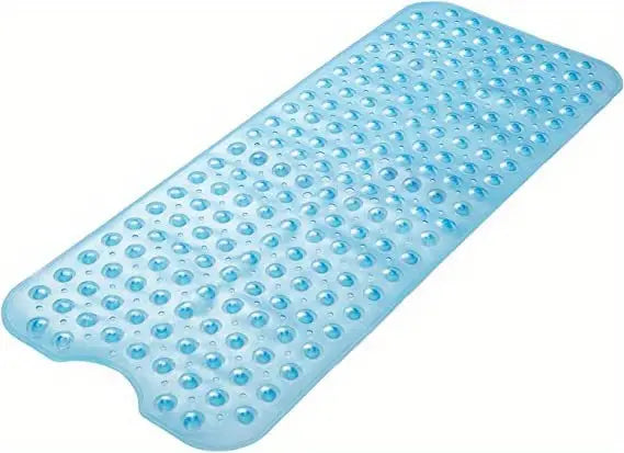 Extra Large Blue Non-Slip Bath Mat with Suction Cups