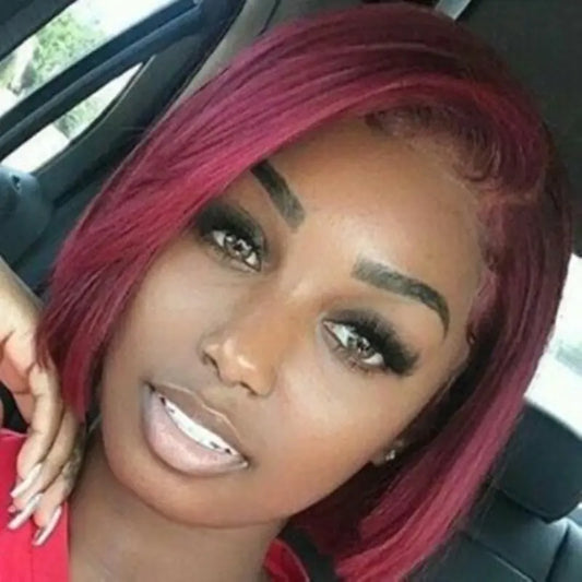 Realistic Short Bob Wig for Women - Golden Straight Hair