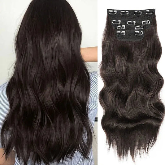 Water Ripple Long Wig Hair Extensions - 4-Piece Set