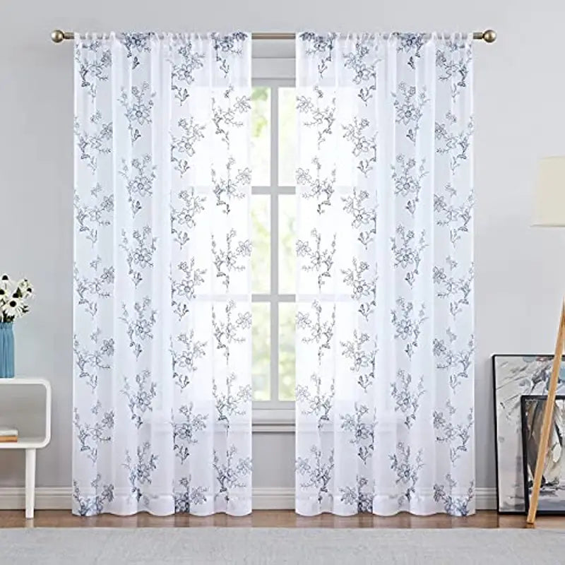 2 pcs Terrilon Rebecca Embroidered Curtains for Home Decor