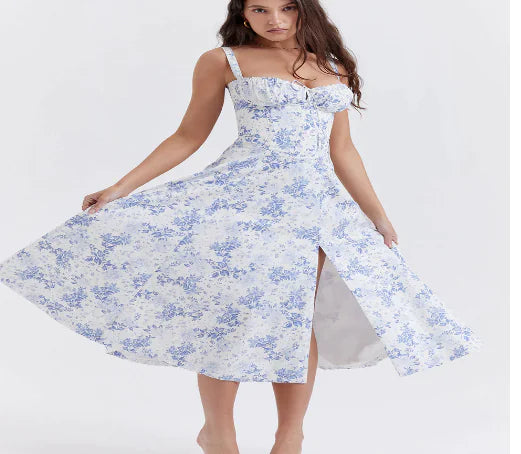 Parisian Dress - Waist Shaping Floral Maxi Dress (One Piece)