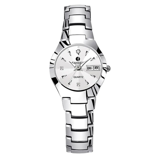 Men's Tungsten Steel Watch with Dual Calendar Feature