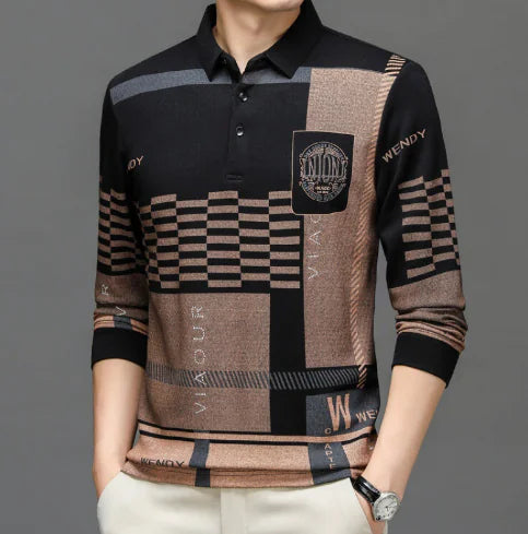 Men's Long Sleeve Classic Club Polo Shirt (One Piece)