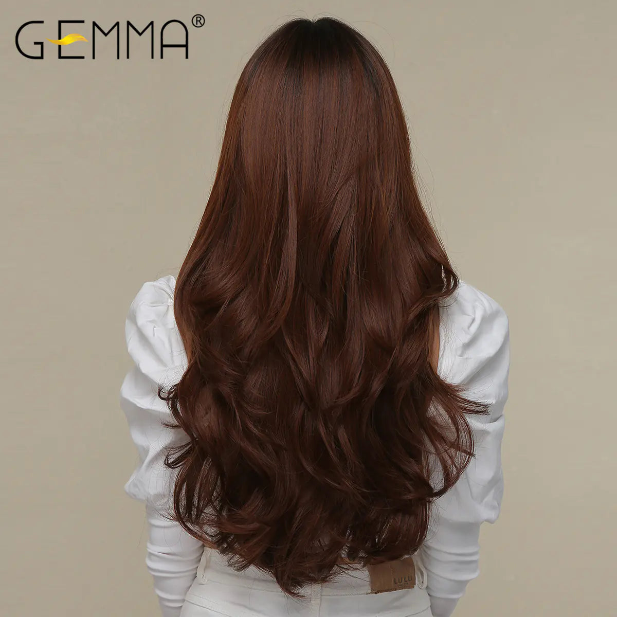 Long Curly Full Head Wig in Red Brown Color