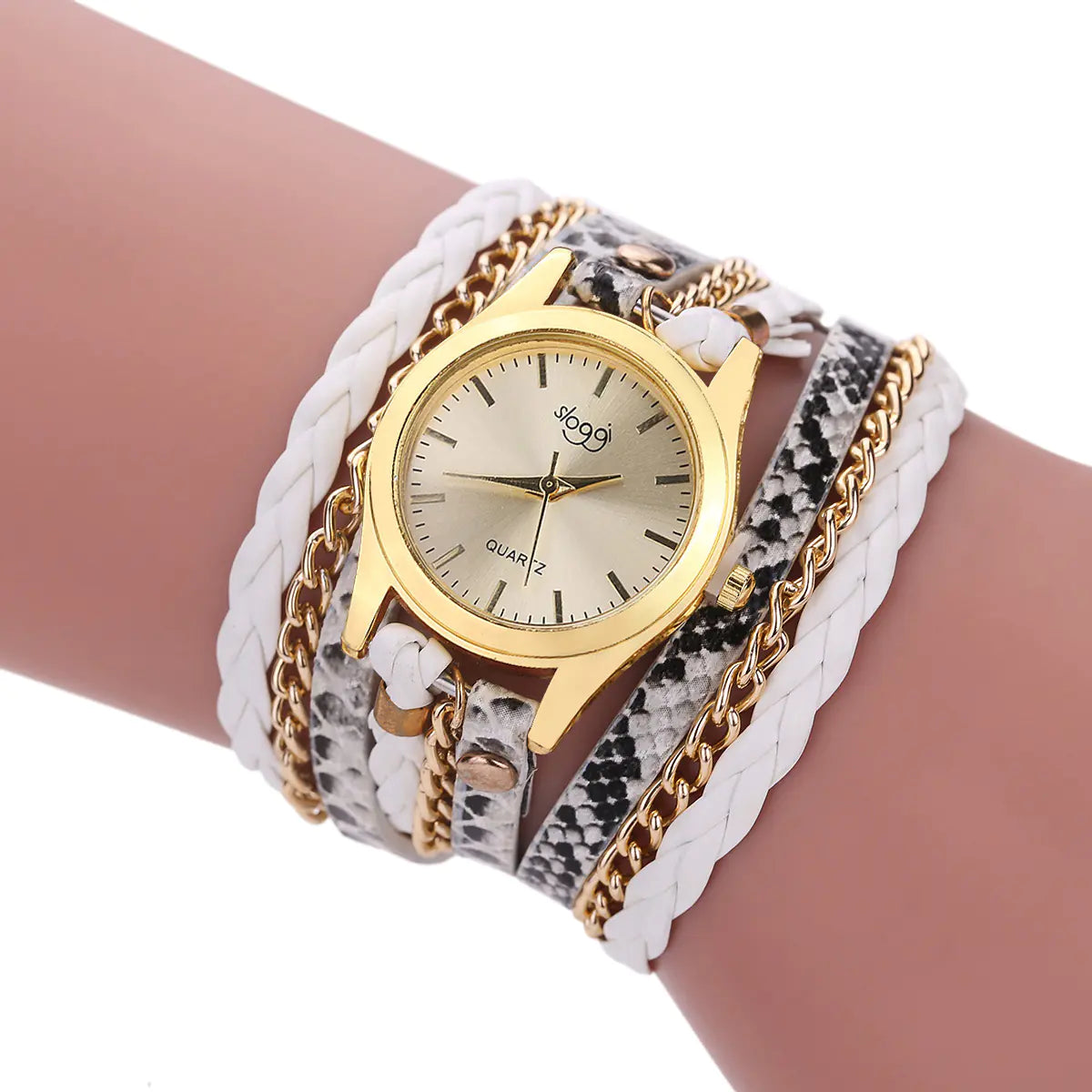 Women's Braided Bracelet Quartz Watch with Alloy Buckle