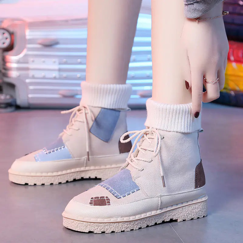 Colorful High-Top Canvas Sneakers for Women - Casual Style