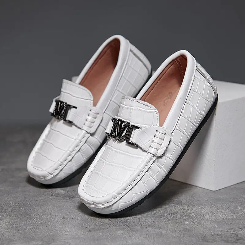 Children's Slip-On Leather Peas Shoes