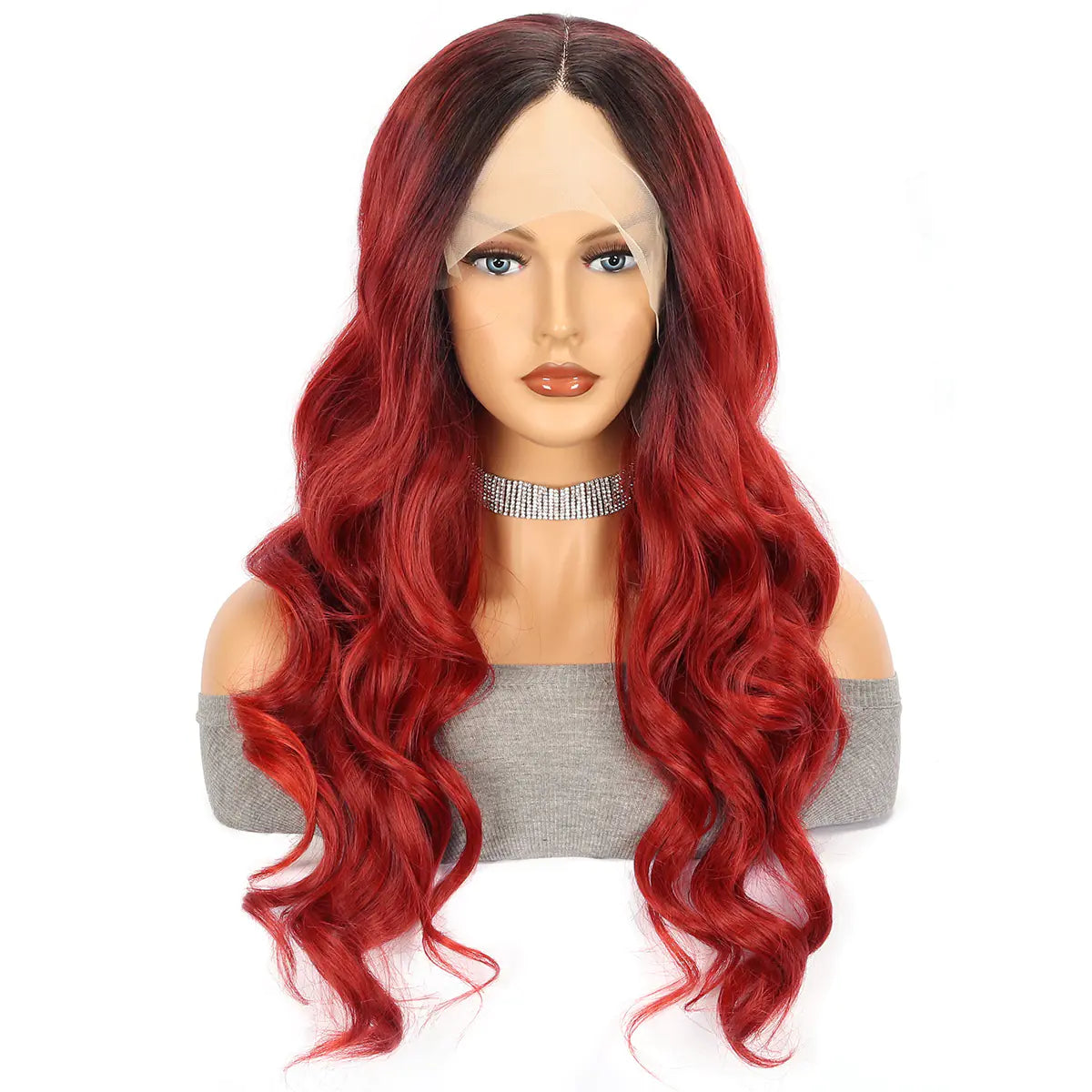 Red Large Wave Long Curly Hair Fiber Head Cover