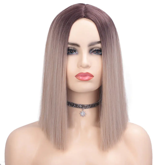 Fashionable Gradient Mid-Length Straight Wig