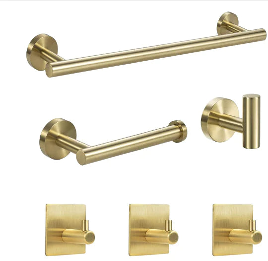 5pcs Matte Black Bathroom Hardware Set, Stainless Steel