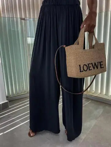 High-Waisted Floor-Length Pants (One Piece)