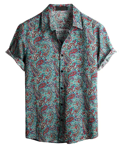Men's Vintage Floral Short Sleeve Shirt (Single Item)