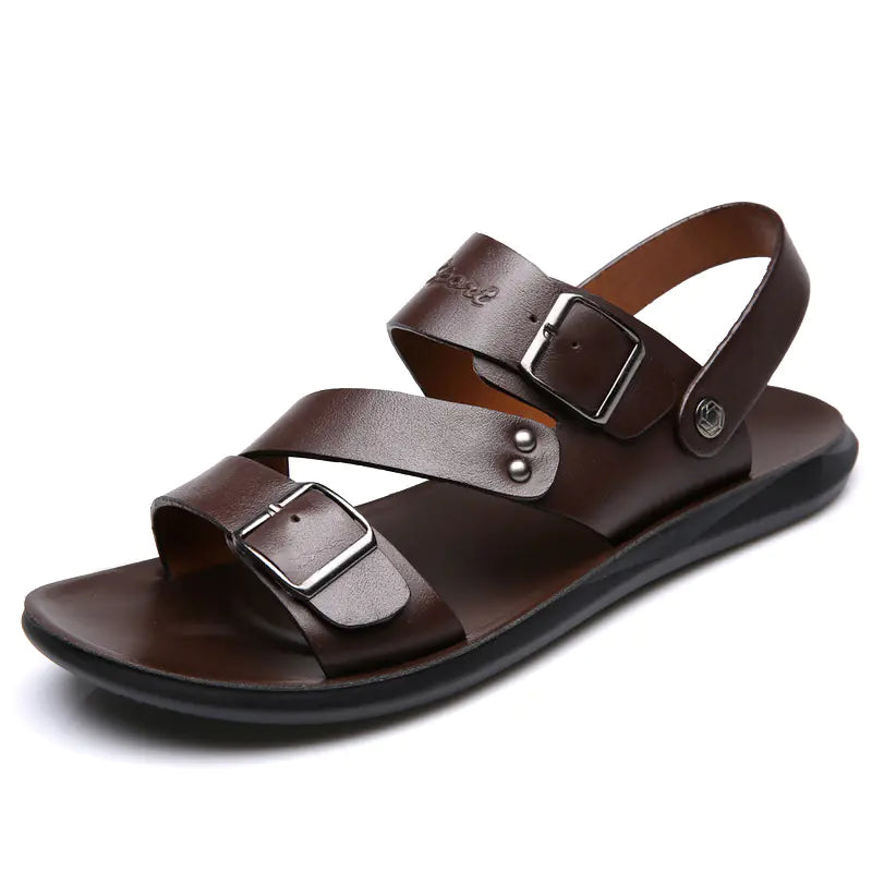 Stylish Casual Beach Sandals - Thick Sole Men's Leather