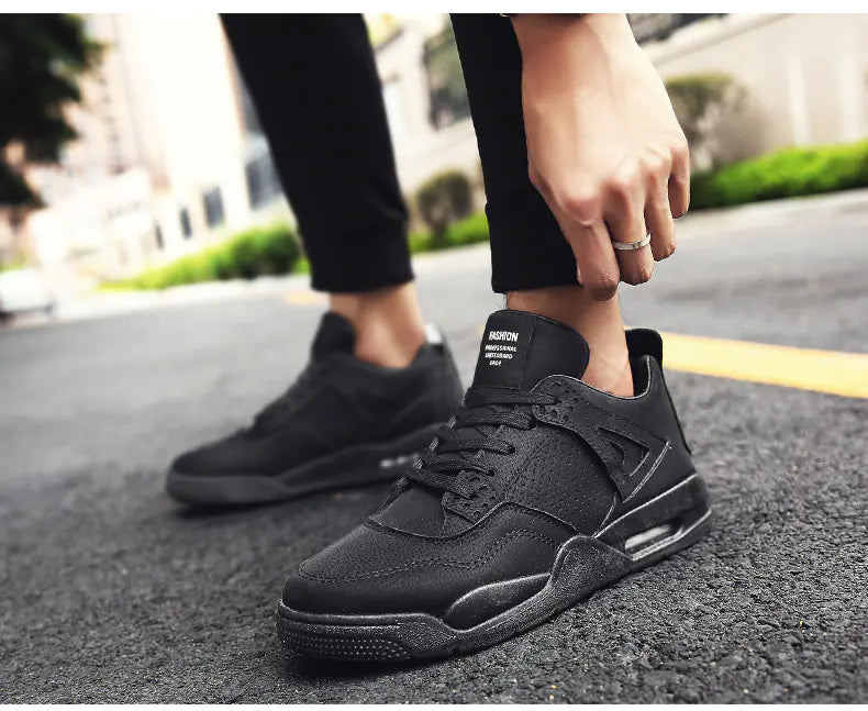 Men's Retro Leather Mid-Top Casual Running Shoes