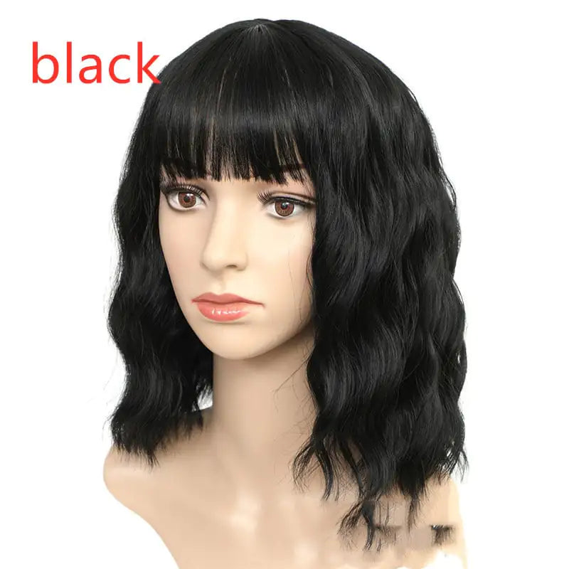 Mid-Length Curly Hair Wig Cover with Corrugated Design