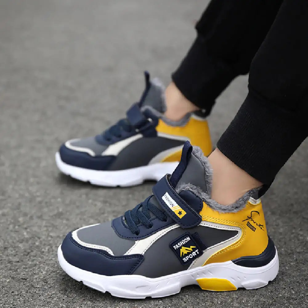 Winter Children's Leather and Velvet Sneakers