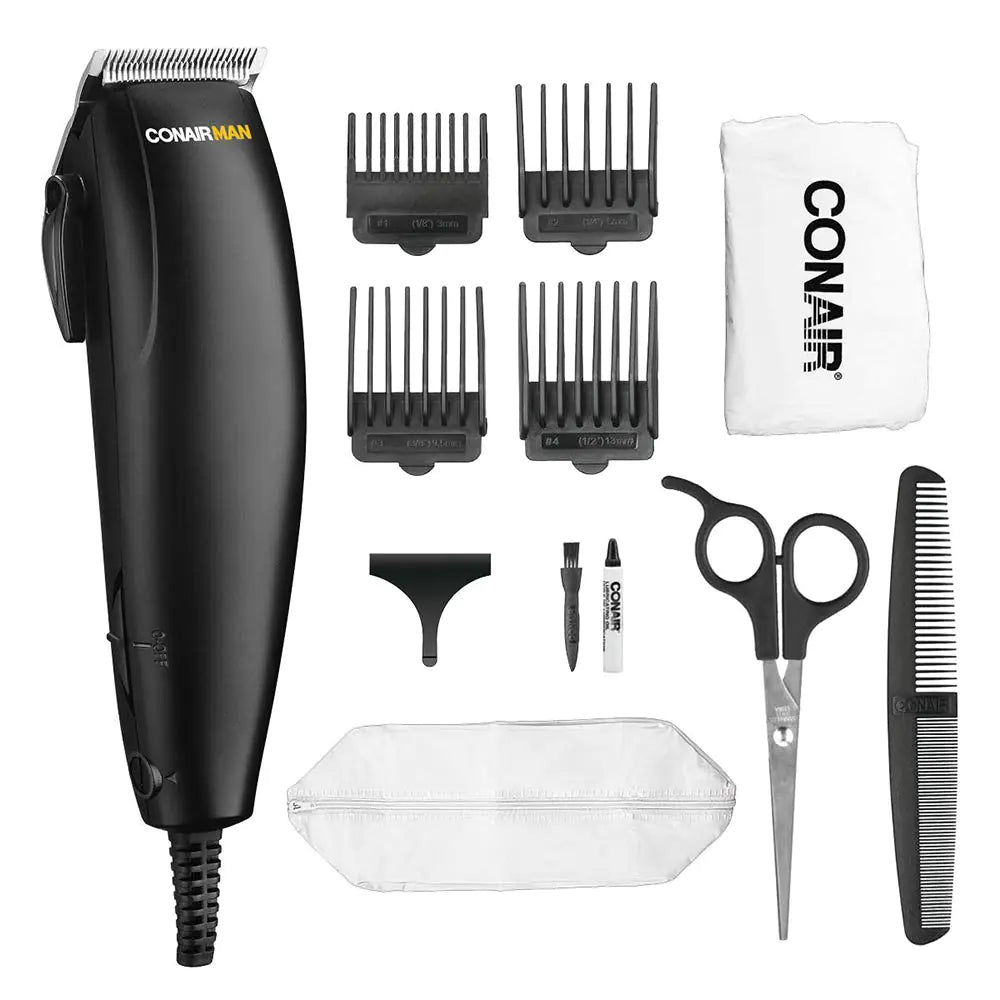 ConairMAN Dual Voltage Hair Clippers for Men 12-piece Hair Clipper Great for Travel