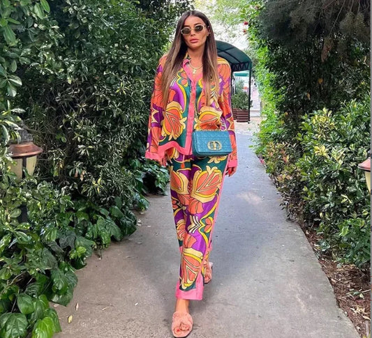 WOLFF Elegant Set for Women - Printed Shirt & Pants