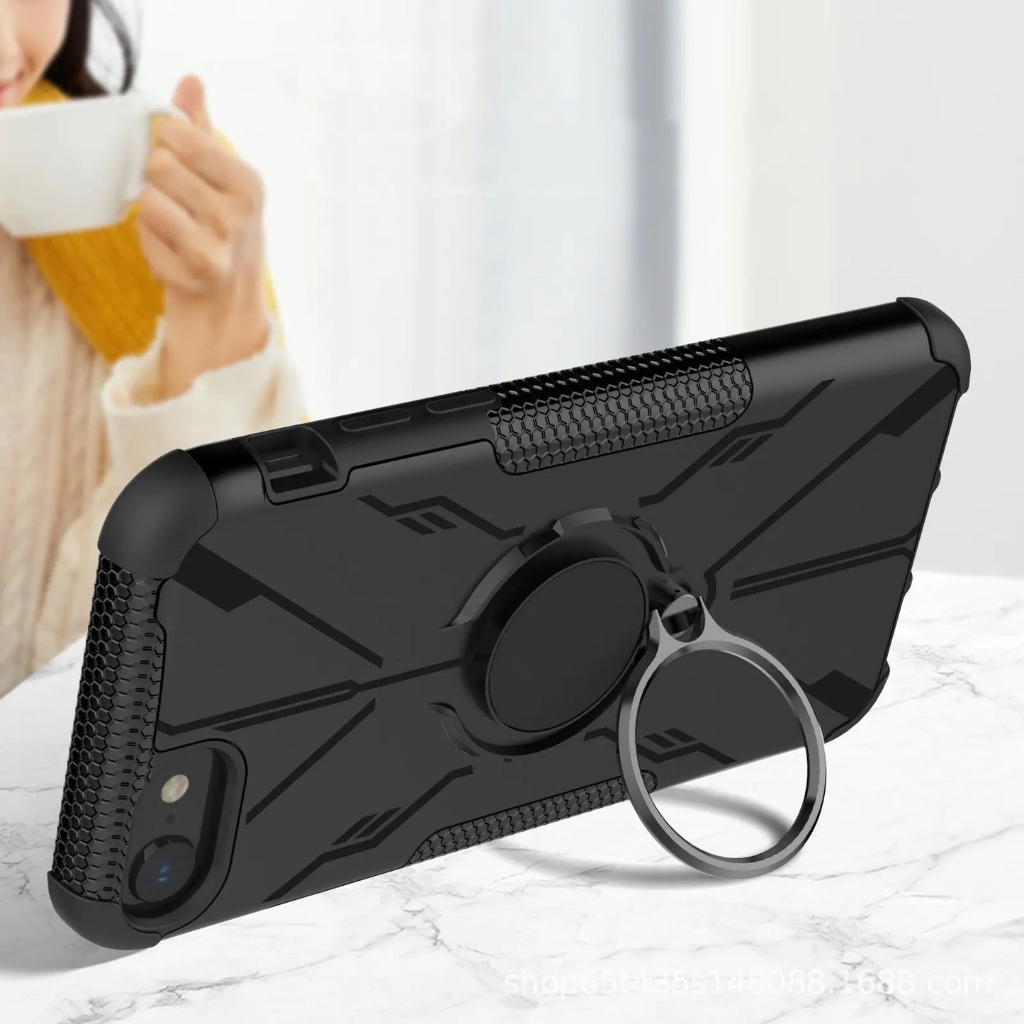 Two-in-One Anti-Fall Mobile Phone Case with Ring Bracket