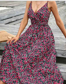 Penelope Dress - Printed Sleeveless V-Neck Women's Fashion