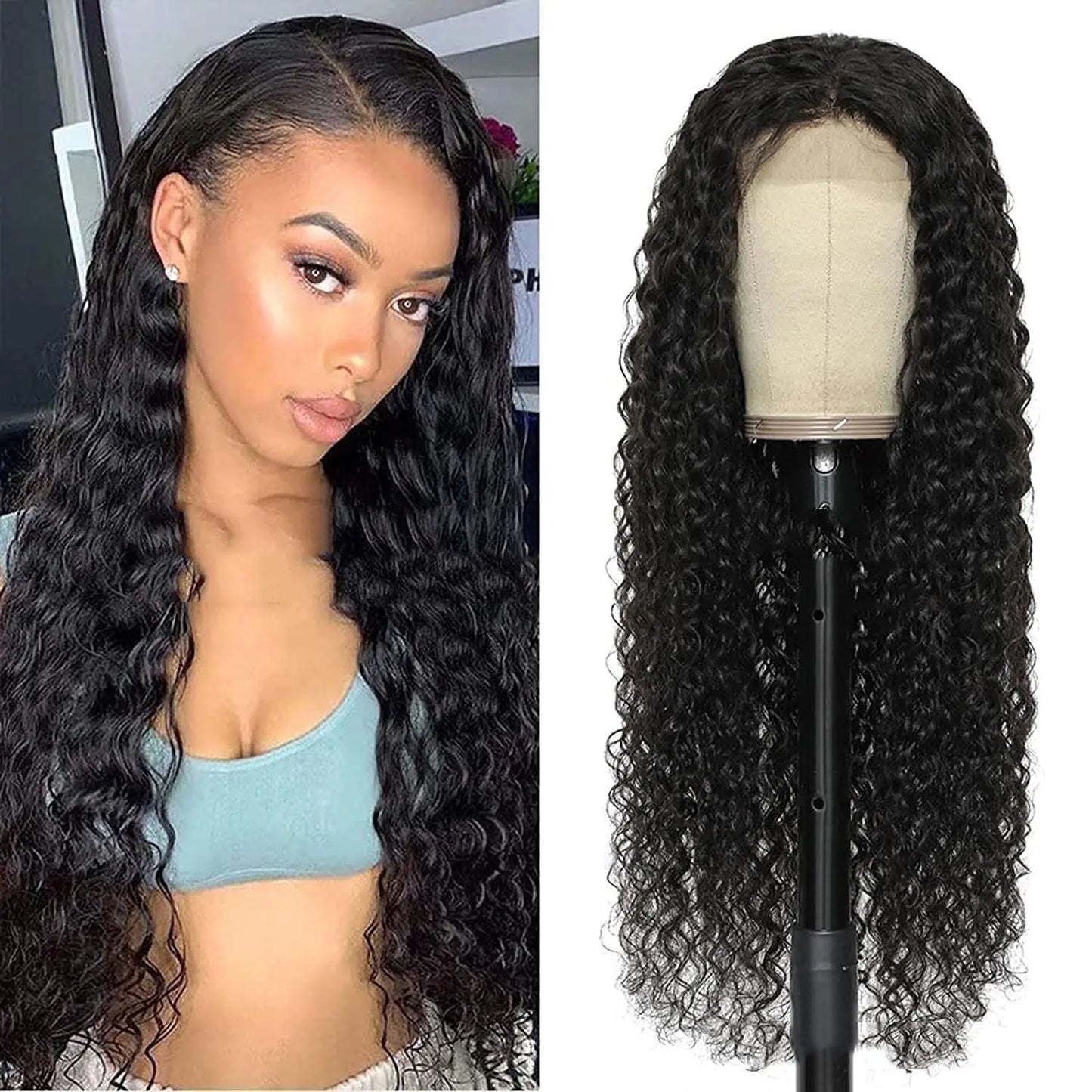 Ladies Front Lace Long Curly Wig in Chemical Fiber