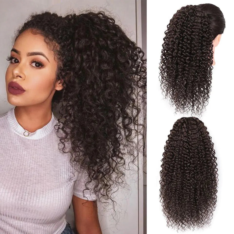 Puffy Drawstring Ponytail with Afro Curls