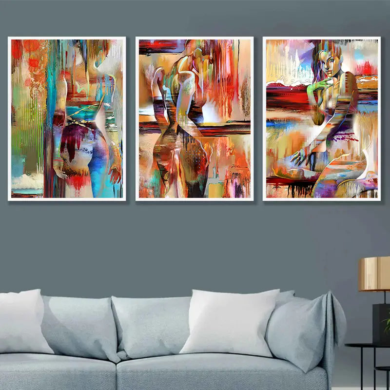 3-Piece Set Abstract Sexy Women Canvas Wall Art 11.8x15.7"