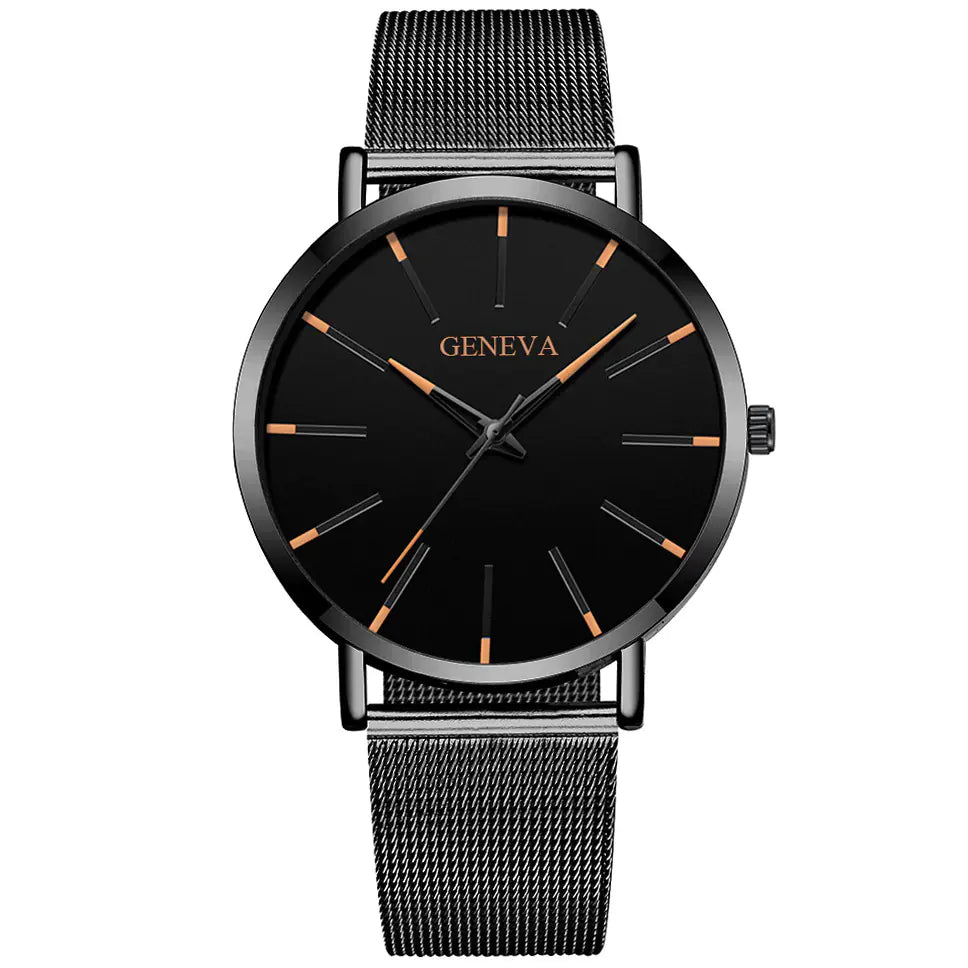 Fashionable Geneva Couple Quartz Watch with Mesh Band