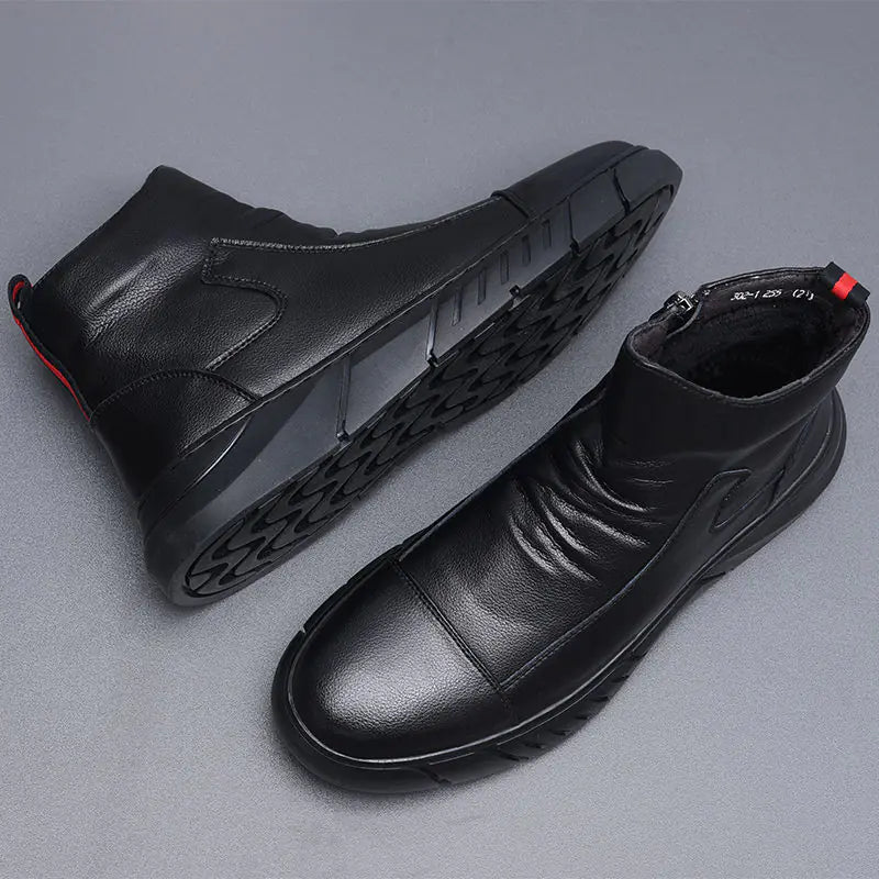 High-Top Casual Leather Shoes for Men