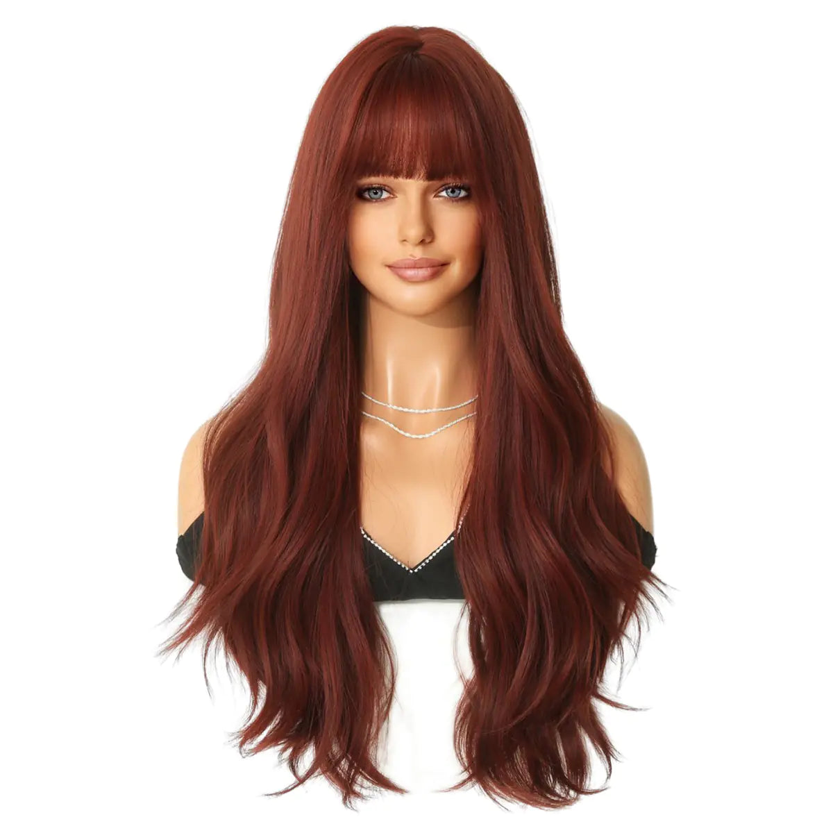 Wine Red Long Curly Hair Wig for Party Events
