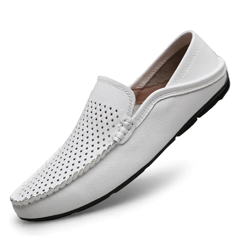 Men's Autumn Casual Loafers - Breathable White Shoes