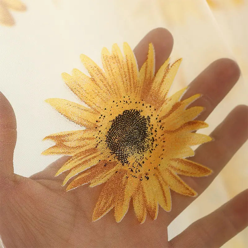 Sunflower Printed Translucent Window Screen for Balcony