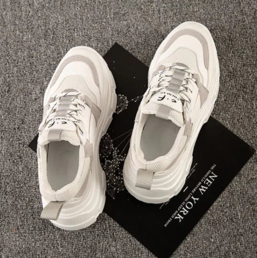 Lace-Up Round Toe Women's Mesh Platform Shoes