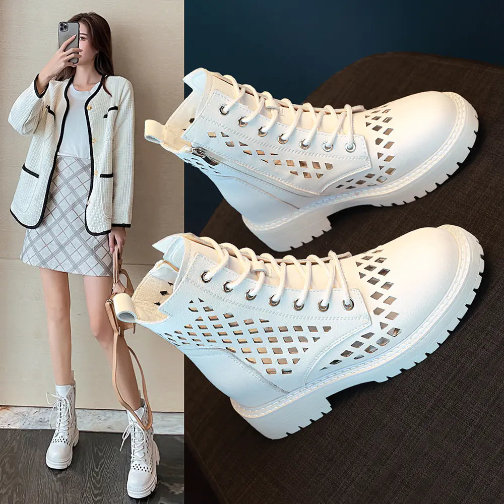 Women's Breathable Hollow Martin Boots for Spring/Fall