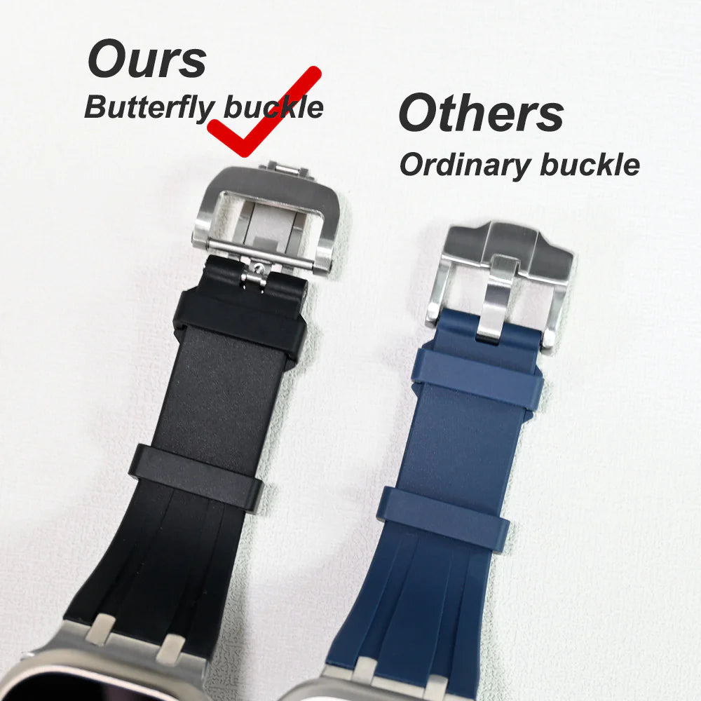 Liquid Silicone Strap with Butterfly Buckle for Apple Watch