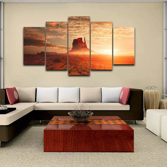 "Five-Panel Scenic Oil Painting for International Sales"