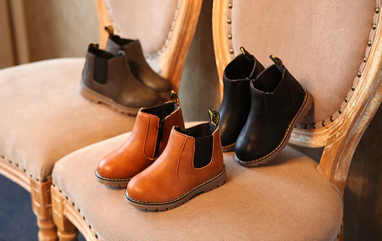 Children's Leather Short Boots for Boys and Girls