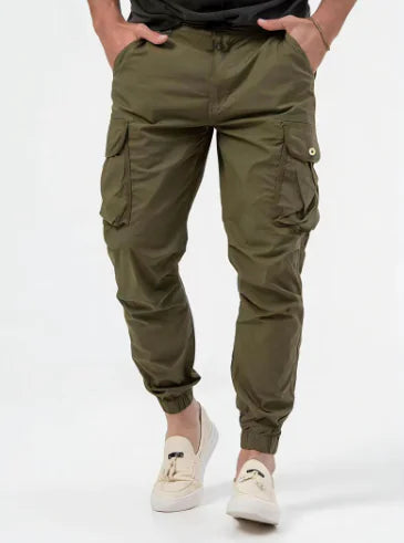 LUCAS Relaxed Cargo Pants with Drawstring and Cuffs
