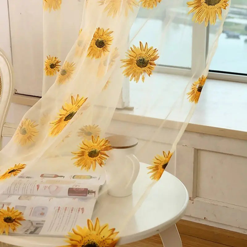 Sunflower Printed Translucent Window Screen for Balcony