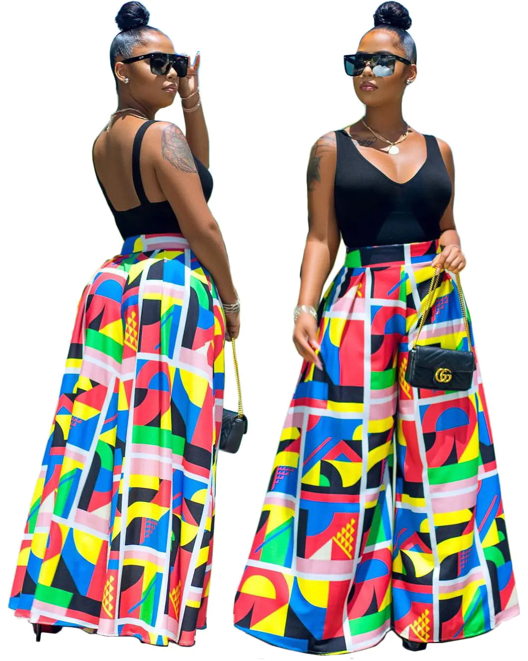 Women's High-Waisted Wide-Leg Culottes with Print