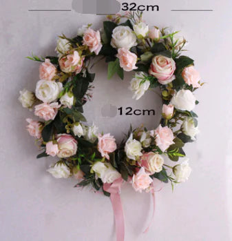 Realistic Silk Rose Wreath for Home Decor and Christmas