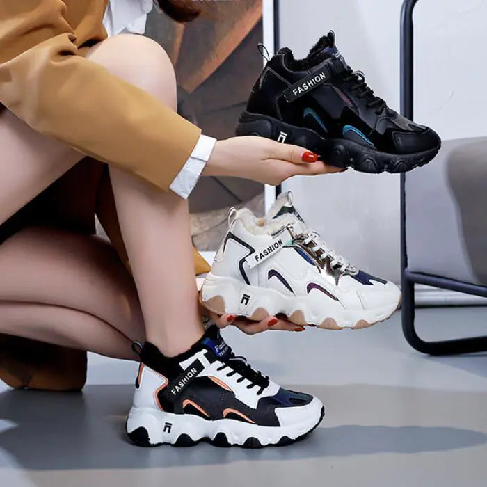 Women's High-Top Velvet Sports Shoes for Cold Weather