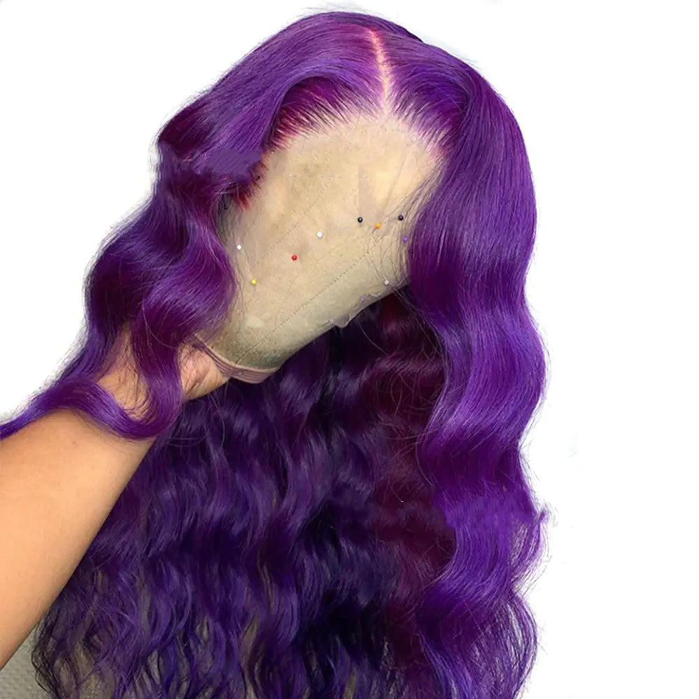 Purple Wavy Lace Front Synthetic Wig (One Piece)
